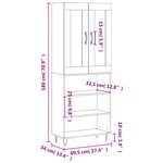 vidaXL Buffet haut Gris béton 69 5x34x180 cm Bois d'ingénierie