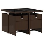 vidaXL Ensemble à manger de jardin 5 Pièces et coussins marron poly rotin