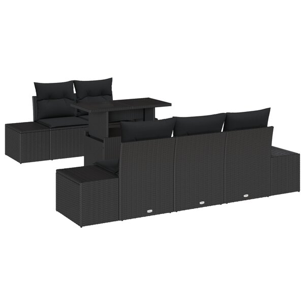 vidaXL Ensemble de Canapés de Jardin de 6 Pièces Avec Coussins Noirs en Rattan Poly