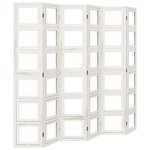 vidaXL Cloison de séparation 6 panneaux blanc bois de paulownia massif