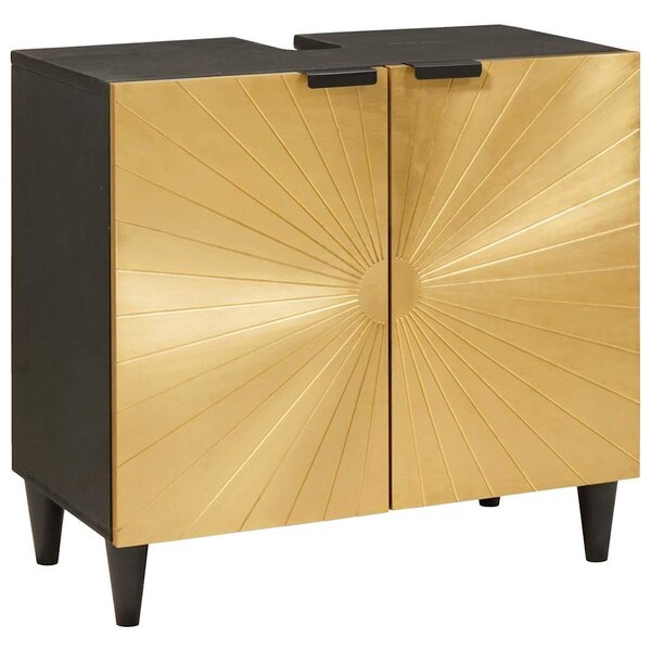 vidaXL Armoire d'évier avec étagère Noir et or 62 x 33 x 58 cm