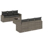vidaXL Salon de jardin avec coussins 7 Pièces gris résine tressée