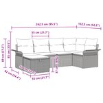 vidaXL Ensemble de Canapé de Jardin de 6 Pièces avec Coussins Noir Poly Rotin