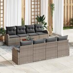vidaXL Ensemble de canapé de jardin 9 Pièces Gris