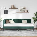 vidaXL Cadre de lit d'angle Vert foncé 90 cm x 200 cm tissu