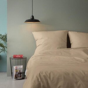 Parure de lit - housse de couette 220 x 240 + 2 taies d'oreiller 60 x 60 coton renforcé - Beige