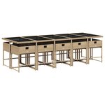 vidaXL Ensemble à manger de jardin et coussins 11 Pièces beige poly rotin