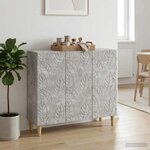 vidaXL Buffet Gris béton 89 x 34 5 x 80 cm Bois d'ingénierie