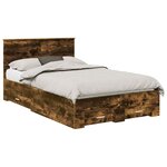 vidaXL Cadre de lit Chêne fumé 120 x 190 cm Bois d'ingénierie