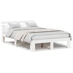 vidaXL Cadre de lit en bois de pin blanc Blanc Bois de pin massif