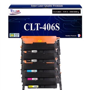 T3AZUR - 5x Toners compatibles avec Samsung CLT-406S pour Samsung CLP360 CLP365 CLP365W CLX3300 CLX3305 CLX3305FN CLX3305FW CLX3305W