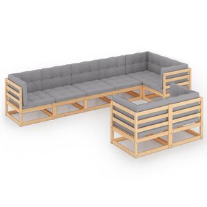 vidaXL Salon de jardin 8 Pièces avec coussins Bois de pin massif