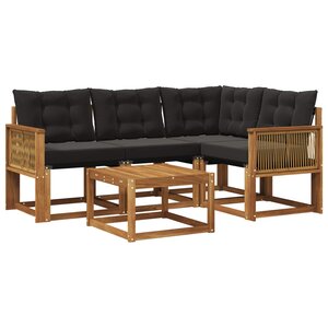 vidaXL Ensemble de canapés d'extérieur 5 pc Naturel et noir