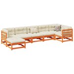 vidaXL Salon de jardin 7 Pièces avec coussins cire marron bois pin massif