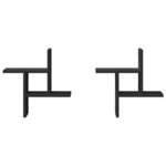 vidaXL Étagères murales 2 Pièces noir 38x12x38 cm bois d'ingénierie