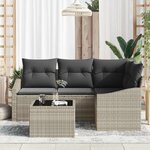 vidaXL Ensemble de Canapés avec coussin 5 Pièces Gris clair polyrotin