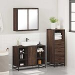 vidaXL Ensemble de meubles de salle de bain 3 Pièces Chêne marron
