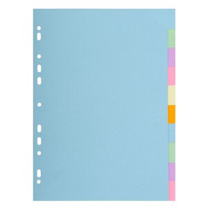 Intercalaires Carte Pastel 170g Forever 10 Positions - A4 - Couleurs Assorties - X 25 - Exacompta