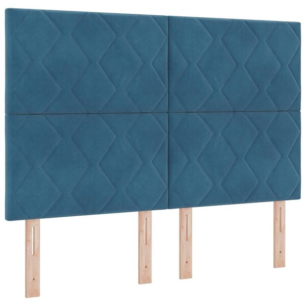 vidaXL Lit à ressorts avec matelas Bleu foncé 140 x 200 cm Velours