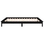 vidaXL Cadre de lit à LED noir 120x190 cm petit double bois massif