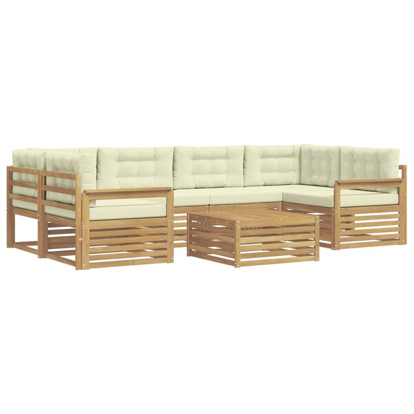 vidaXL Ensemble de canapés d'extérieur 7 pc Blanc et crème Polyester
