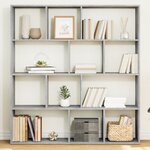 vidaXL Bibliothèque gris béton 132x29x141 5 cm bois d'ingénierie