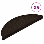 vidaXL Tapis d'escalier auto-adhésifs 5 pièces 56 x 17 x 3 cm Marron foncé Demi-rond