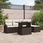 vidaXL Ensemble de Canapé de Jardin de 6 pièces avec Coussins Marron en Rattan