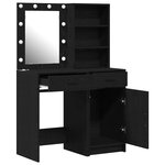 vidaXL Ensemble de table de maquillage avec LED 2 Pièces Chêne noir