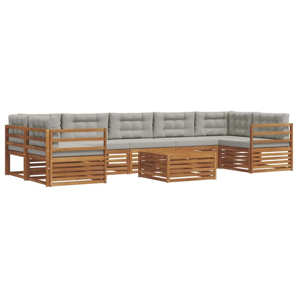 vidaXL Ensemble de canapés d'extérieur 8 pc Gris Naturel et Clair