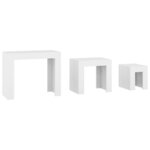 vidaXL Tables basses gigognes 3 Pièces Blanc Bois d’ingénierie