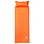 vidaXL Matelas de camping autogonflant avec oreiller 1 personne orange