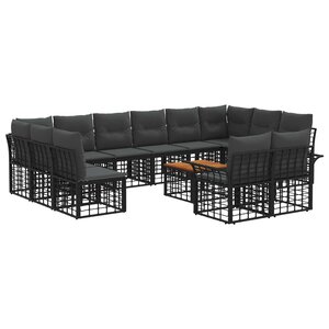 vidaXL Ensemble de canapés d'extérieur 13 Pièces Noir et Gris foncé