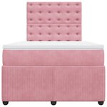 vidaXL Sommier à lattes de lit avec matelas Rose 120x200 cm Velours