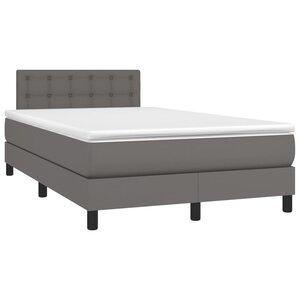 vidaXL Sommier à lattes de lit avec matelas gris 120x190 cm similicuir