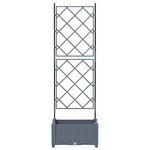 vidaXL Bac à fleurs avec Treillis Gris clair 40 x 40 x 125.5 cm PP