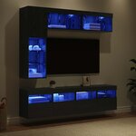 vidaXL Meuble TV avec LED 7 Pièces Chêne noir Bois d'ingénierie
