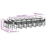 vidaXL Ensemble à manger de jardin et coussins 17 Pièces beige