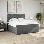 vidaXL Sommier à lattes de lit avec matelas Gris foncé 200x200cm Tissu