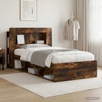 vidaXL Cadre de lit avec rangement Chêne fumé 90 x 190 cm