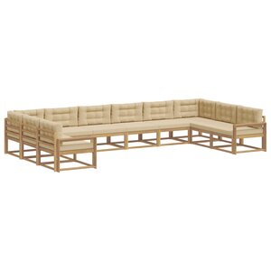 vidaXL Ensemble de canapés d'extérieur 10 pc Blanc et Beige