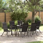 vidaXL Ensemble de Salle à Manger de Jardin 7 Pièces Noir Rattan Poly