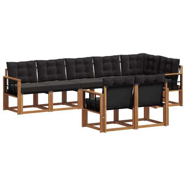 vidaXL Ensemble de canapés d'extérieur 8 pc Naturel et Noir
