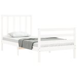 vidaXL Cadre de lit et tête de lit blanc 100x200 cm bois massif
