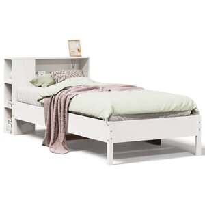 vidaXL Lit bibliothèque sans matelas blanc 90x190cm bois de pin massif