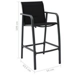 vidaXL Chaises de bar de jardin lot de 4 Noir Textilène