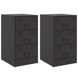 vidaXL Tables de chevet 2 Pièces noir 34 5x39x62 cm acier