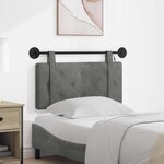 vidaXL Tête de lit suspendue Avec lumière LED Gris foncé Velours