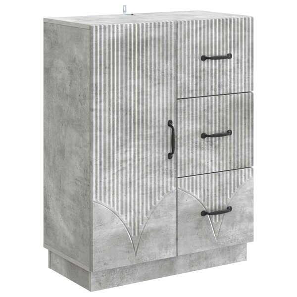vidaXL Buffet Gris béton 66 x 34 5 x 87 cm Bois d'ingénierie