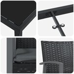 vidaXL Ensemble de salle à manger jardin 5 pièces avec coussins en poly rattan noir